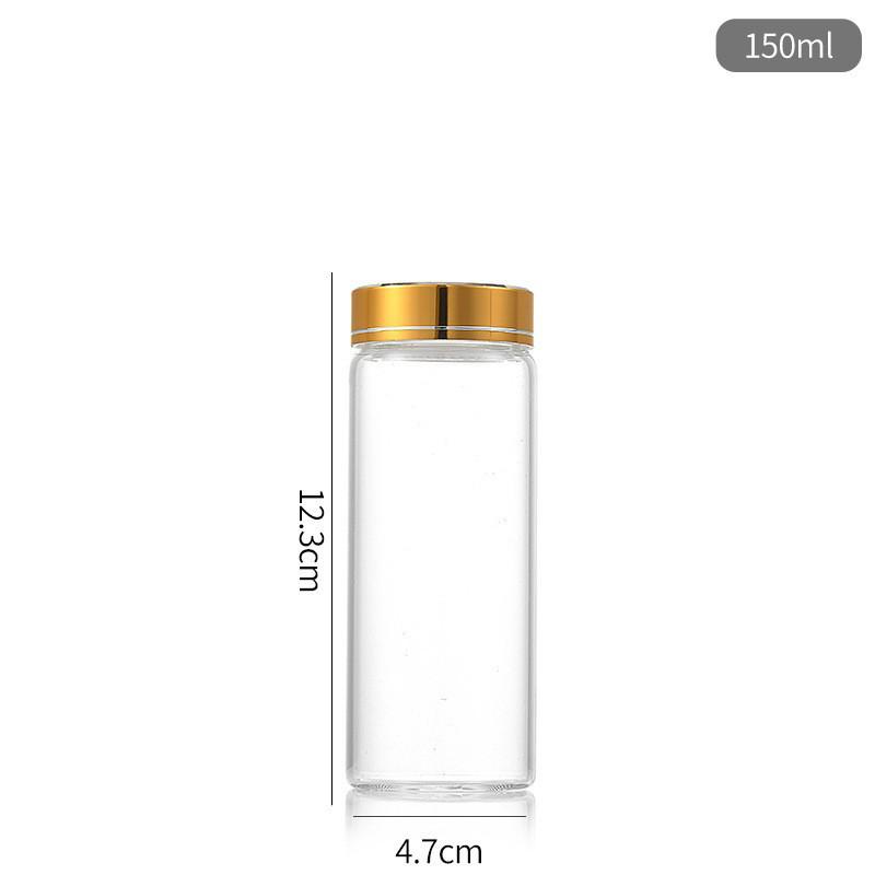 47mm Gold Cap Glass Bottle for Cordyceps, Agarwood, Medicine, Candy, Wish, or Drift.