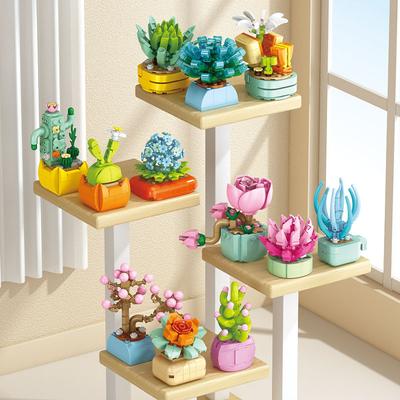 Sukkulenten Topf Topf Apogee Korallen Lila Pfingstrose Berg Rose Blau Kiefer Montage Modell kinder Bausteine Geschenk