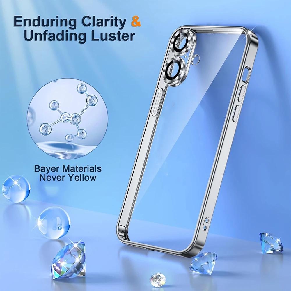 Luxury Glitter Plating Transparent Soft Case For iPhone 17 Air 16 15 14 13 Pro Max 16E Clear Silicone Cover Ultra Thin TPU Shell