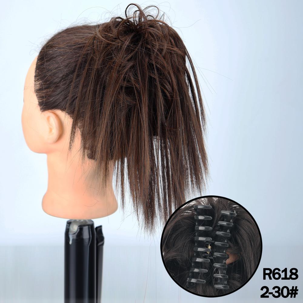MERISIHAIR Synthetic Messy Hair Bun Claw Clip-in Hair Extensions Natural Grey Brown Claw Clip Bun Accessories For Everyday Wear