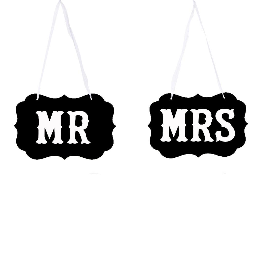 MR & MRS Kraft Paper Board With Ribbon Photo Props Chair Signs Wedding Decor Letter Sign Event Party  Decoration Supplies