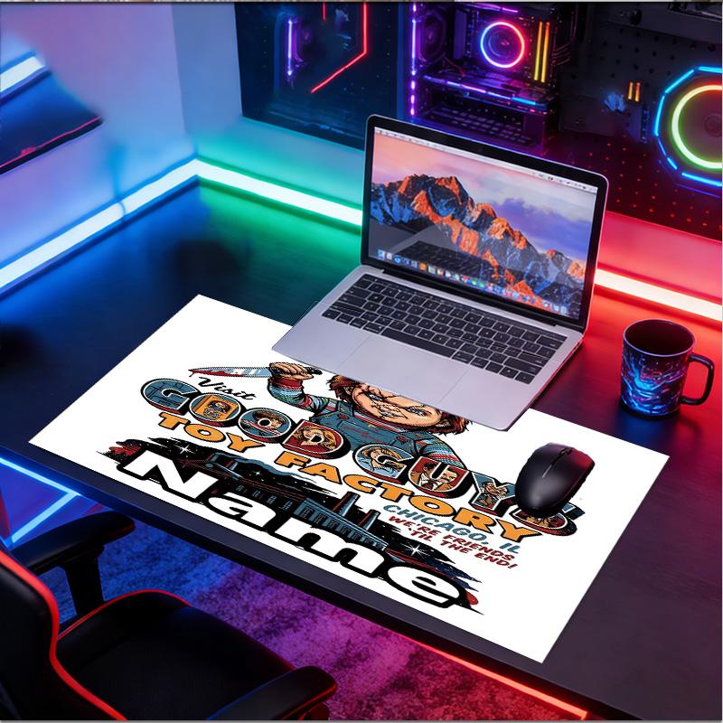 Custom Name Personalized Bride of Chucky Pattern Mousepad, Laptop PC Desk Mat, Decorative Desk Mat for Home Keyboard Pad Gift