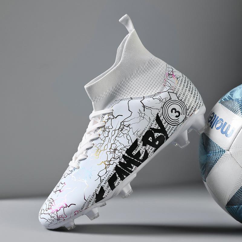 Overseas High-top Football Shoes Male and Female Students Breathable Football Shoes Professional Games Lightweight