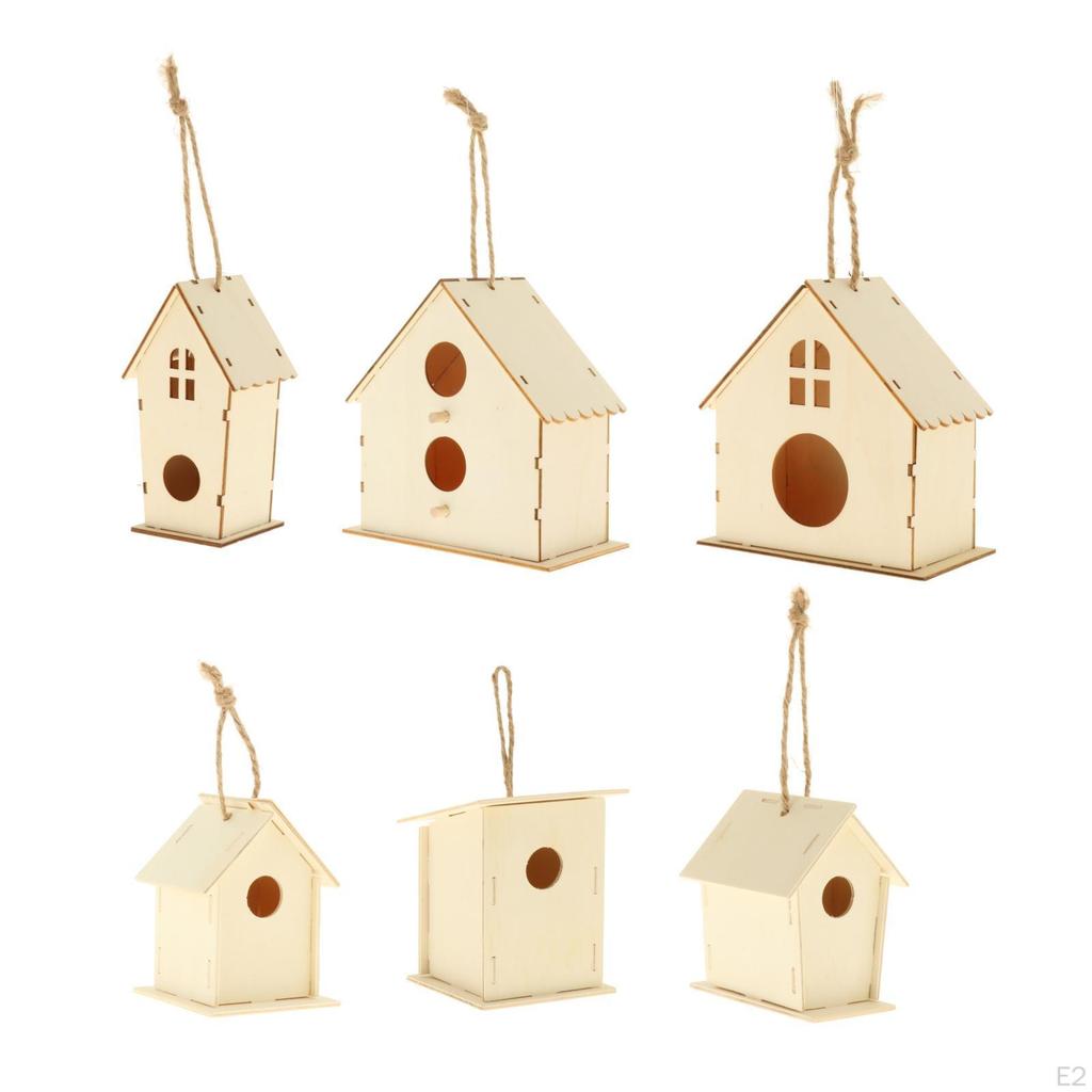 Wooden Bird Hanging Birdhouse DIY Paintable