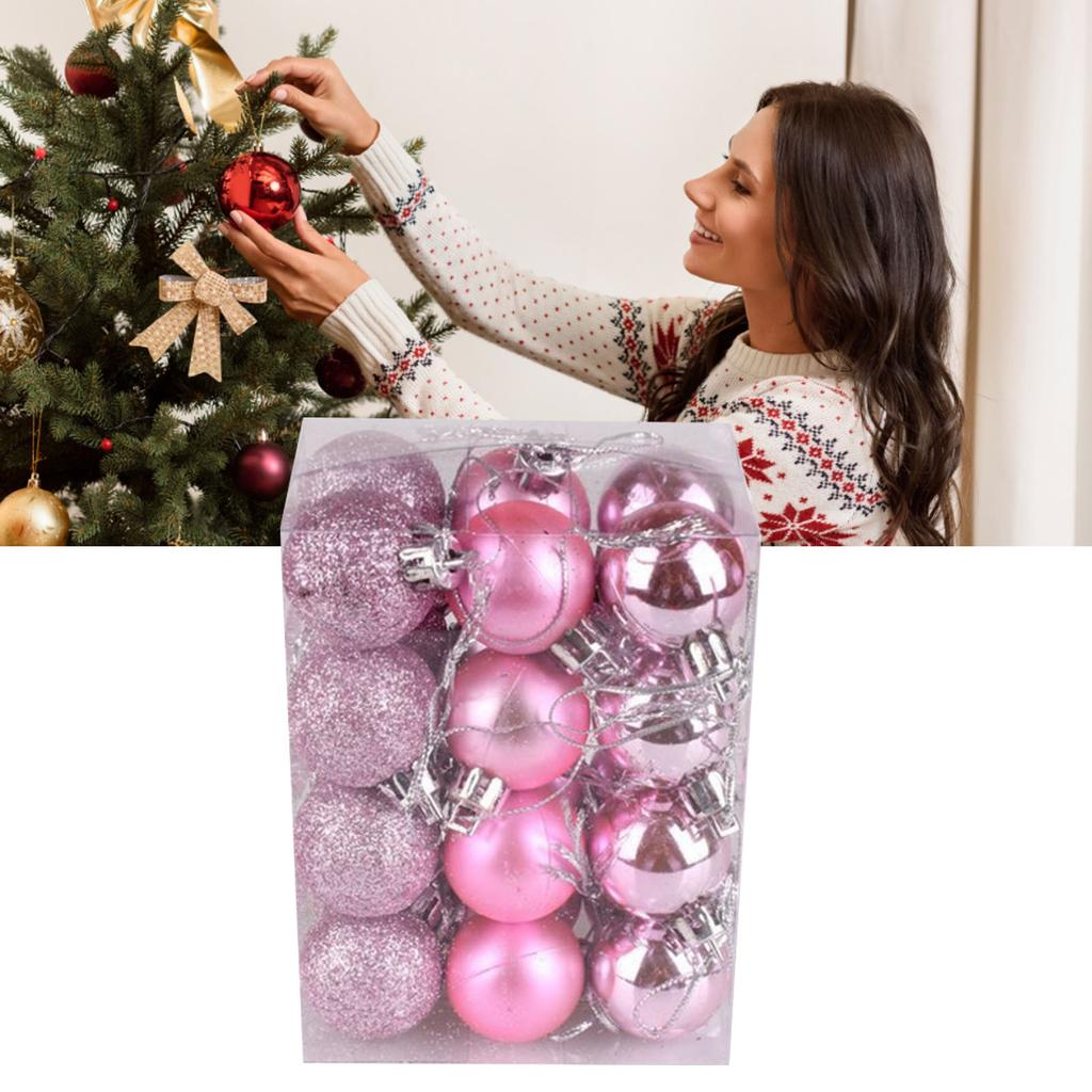 72Pcs Christmas Balls Hanging Decorative Christmas Tree Balls for Christmas Weddings Engagements Anniversaries Parties Pink