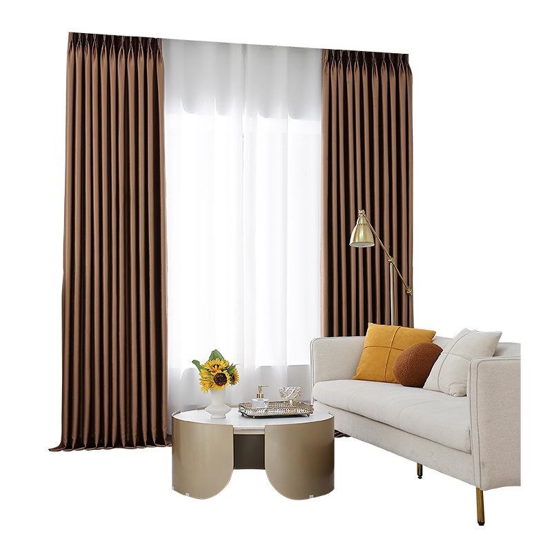 European-Style Bedroom Bay Window Color Matching Curtains Sunscreen Full Shading Sunshade Insulation Fabric Cream Finished Product