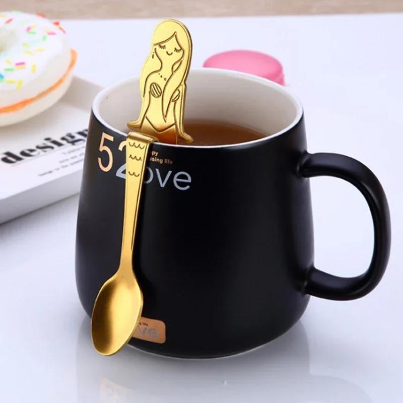 Hanging Mermaid Coffee Spoon for Dessert, Ice Cream, Drinking, Milk Tea - 304 Stainless Steel Kitchen Tableware