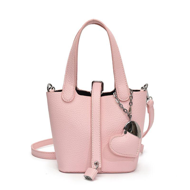 

Super Hot Soft Leather Satchel Vegetable Basket Bag Female 2025 New Arrival Summer Light Luxury Minority Fancy Cross Body Bucket Bag Pink (plus purchase and priority delivery)