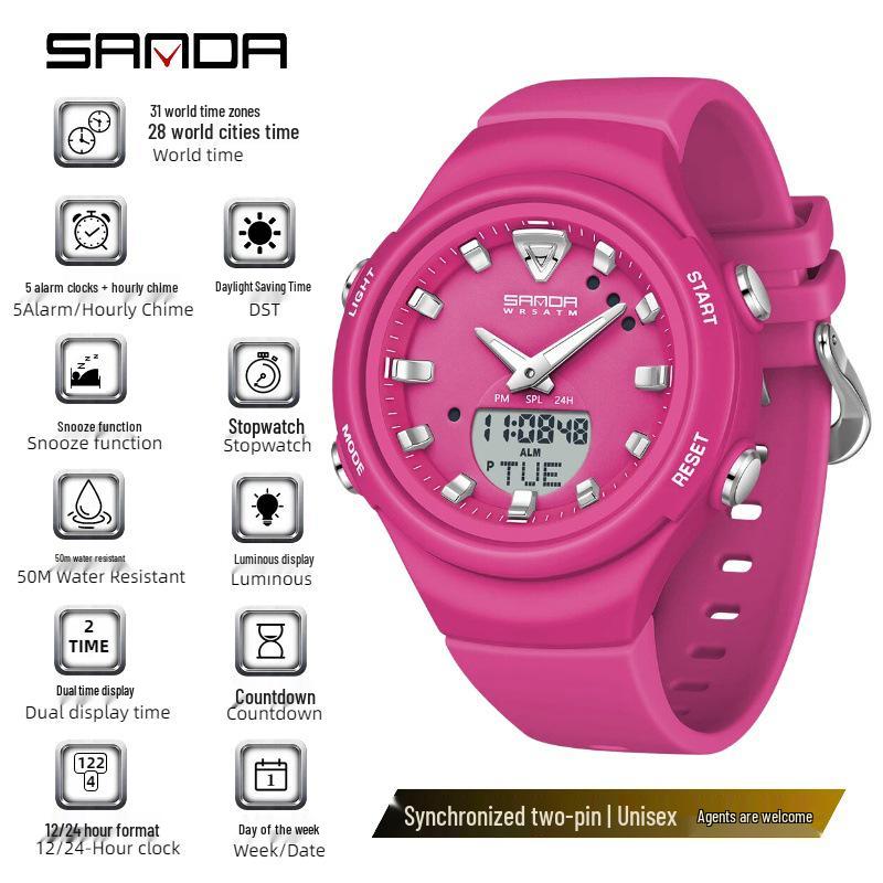 SANDA Dopamine Trend Waterproof Casual Wristwatch for Men and Women