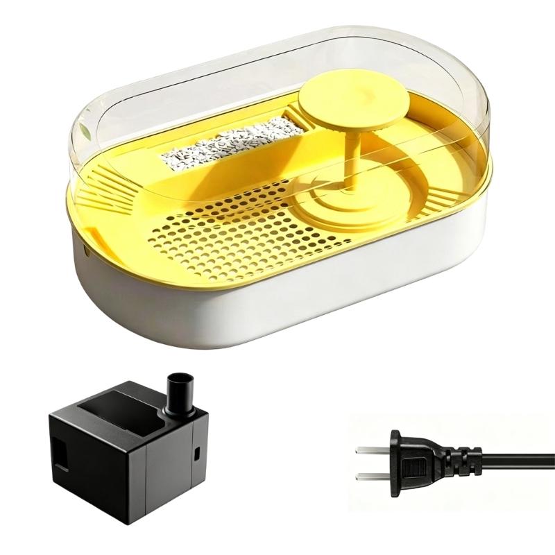 Indoor Bird Bath Tub for Small Companion Birds with Water Pump, Plastic Bath Tray and Clear Wall for Daily Use