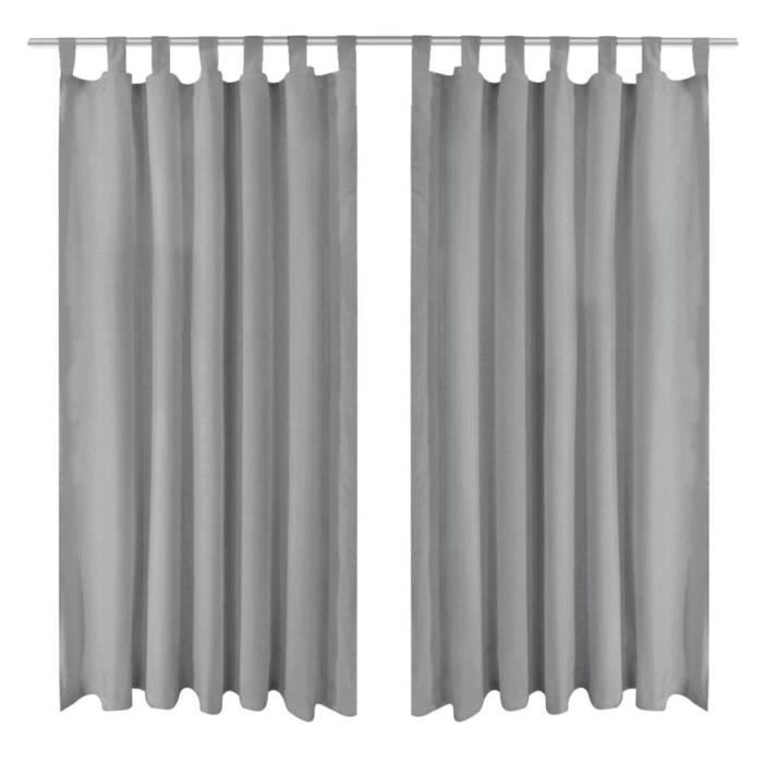 VidaXL Rideau occultant avec boucles 2 pcs 140 x 175 cm Gris