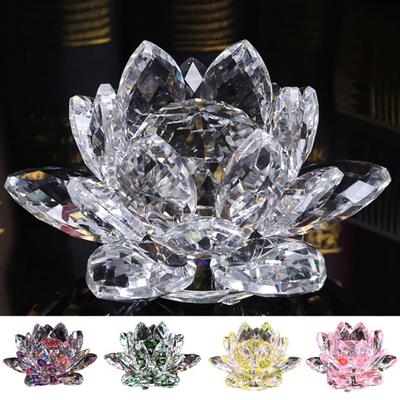 Faux Crystal Lotus Figurine Colorful Lotus Flower Ornament Lotus Paperweight Table Centerpiece for Home
