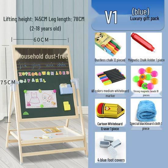 Double-Sided Magnetic Doodle & Writing Easel for Toddlers - Dust-Free Blackboard