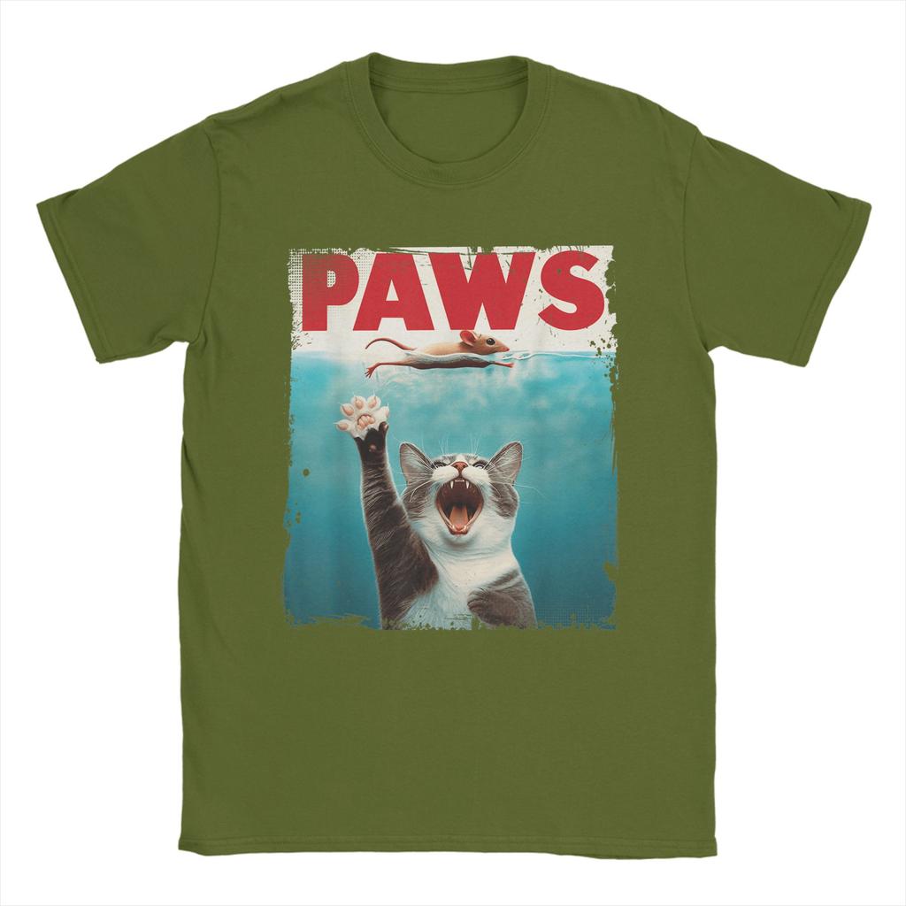 Couple T-Shirt PAWS Parody Cat Mouse Humorous Cat Chasing Mouse Kitten T-Shirts Harajuku Summer Tee Shirt Cotton Tops Gift Idea