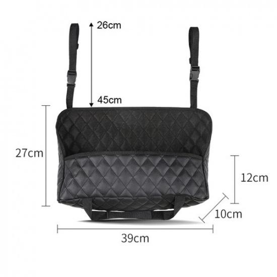 Car Interior Accessories Auto Seat Storage Bag Pocket Handbag PU Leather Black