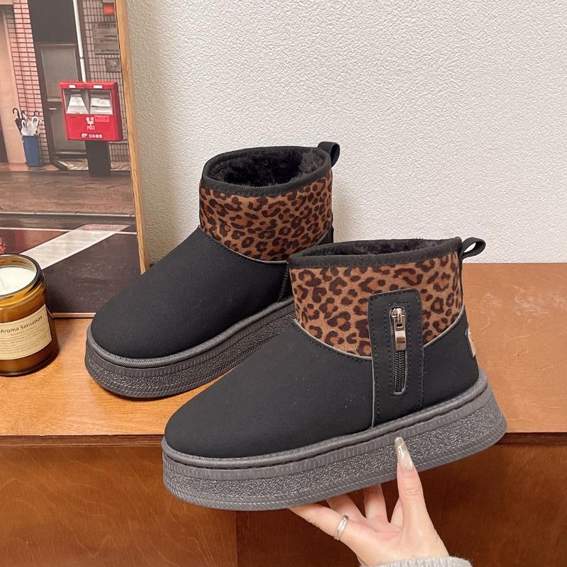 Fashion Women Leopard Print Shoes Winter New Comfortable Warm Women's Snow Boots Non-slip Wear-resistant Fashion Plush Short Boots Hot