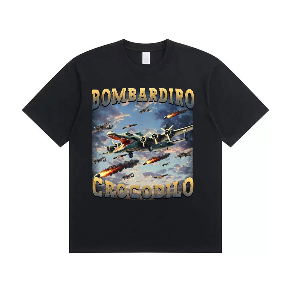 

Bombardiro Crocodilo Funny Meme T-shirt Men s Clothing Vintage Hip Hop Street T-shirts Unisex Summer O-Neck Tops Cotton T Shirts 3XL