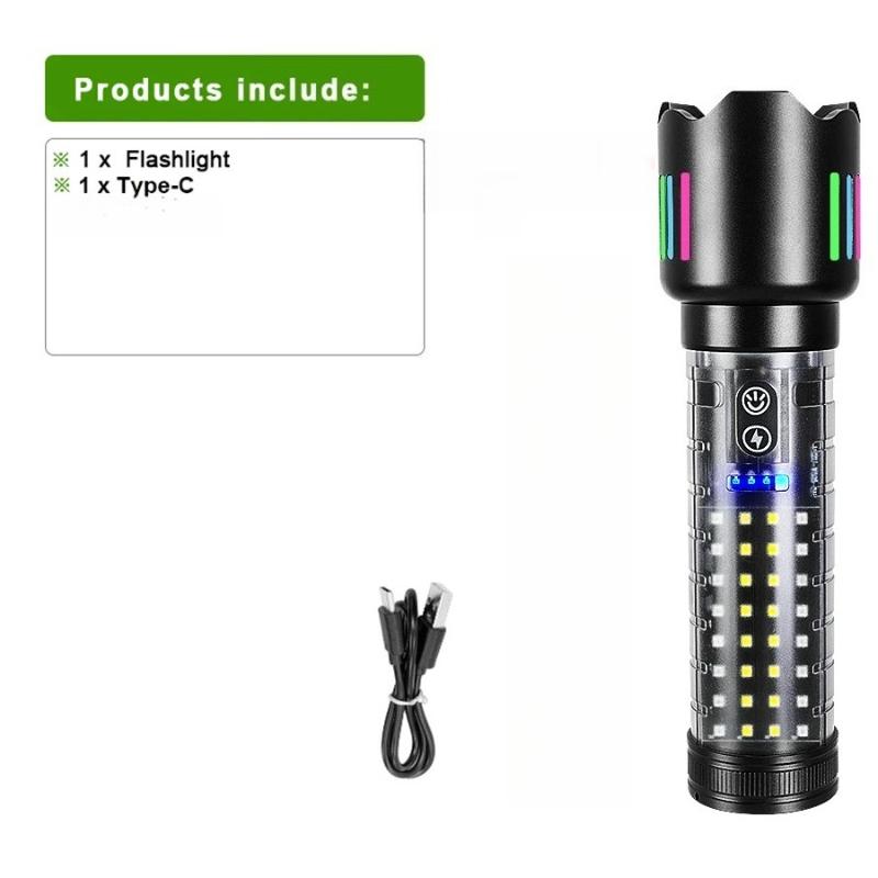 

Светодиодный сверхяркий фонарик с двойным источником света, зарядка TYPE-C, цифровой дисплей, водонепроницаемый, для кемпинга на открытом воздухе, обслуживания, фонарь 1000mAh-1Pc