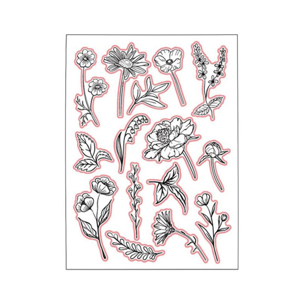 Flower Series Clear Stamp Transparent Stamp Seal Flower-Leaves Stamp Seal for DIY Card Making Scrapbook Decorations