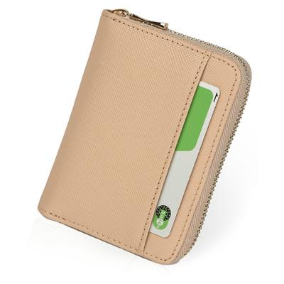 LASIEM Mini-Geldbörse für Damen mit Münzfach und Kartenetui, Großes Fassungsvermögen [Hochwertiges Saffiano-Leder] (Pampasgras)