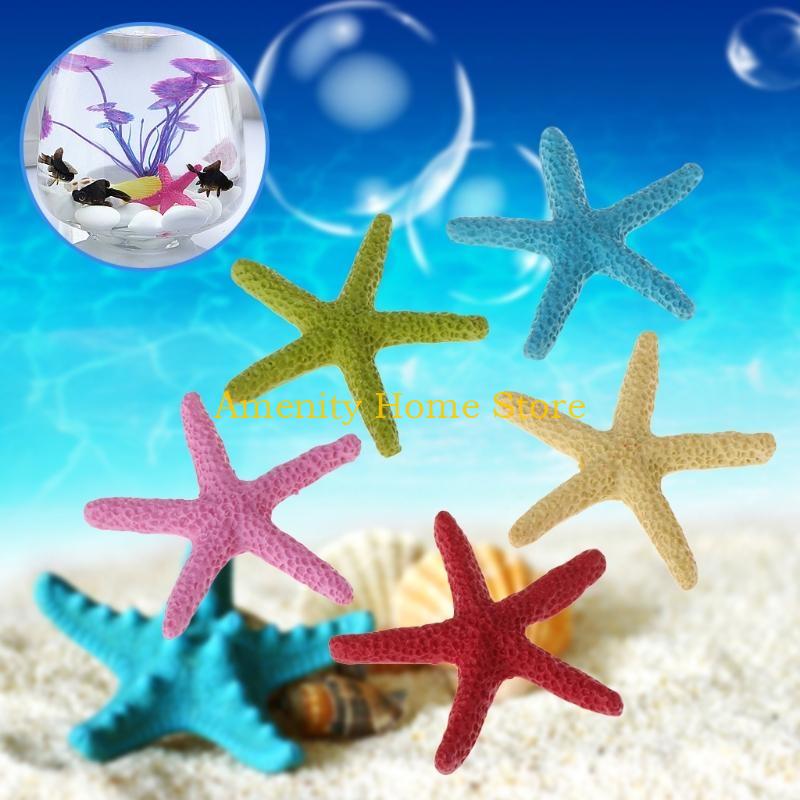 F26C 5 Pieces Aquarium Ornaments Polyresin Decor Fish for Tank Decoration Artificial Resin Ornament Set