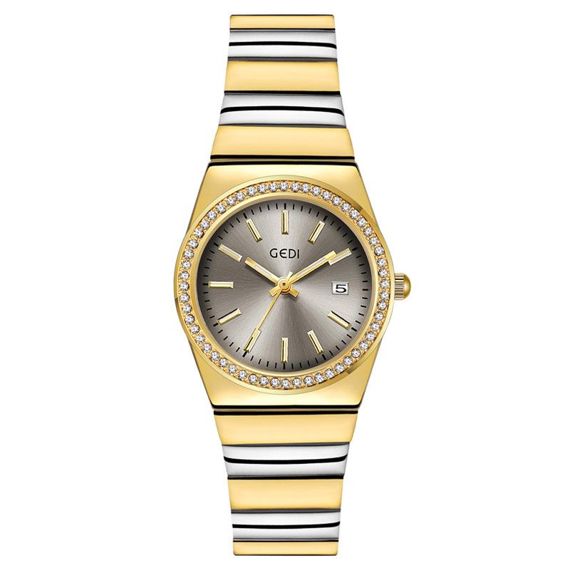Light Luxury Calendar Room Gold Steel Belt Watch Niche High-End Bamboo Belt Watch Women'S Waterproof Quartz Watch