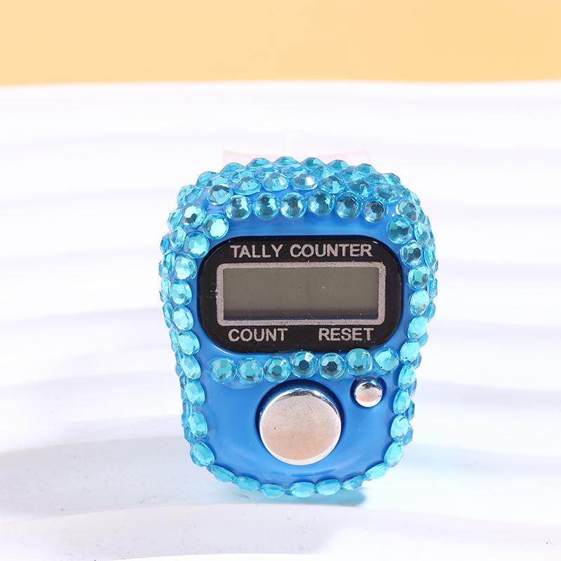 Portable 7 Colors Rhinestone Finger Counter Sparkling Design Counting Tool for Prayers Fitness and Learning Tasks