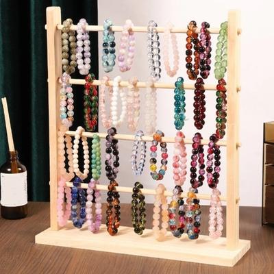 2/3/4-stöckiger Schmuck-Ausstellungsständer Vintage Aufbewahrungsregal Armband-Halter Abnehmbar Platzsparendes Holz-Lagerregal Heimdekorationen