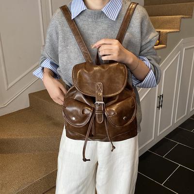 2025 Neue Designer-Mode Damen Lederrucksack Klein Weich Multifunktional Kleiner Überschlagrucksack Damen Schultertasche Mädchen Geldbörse