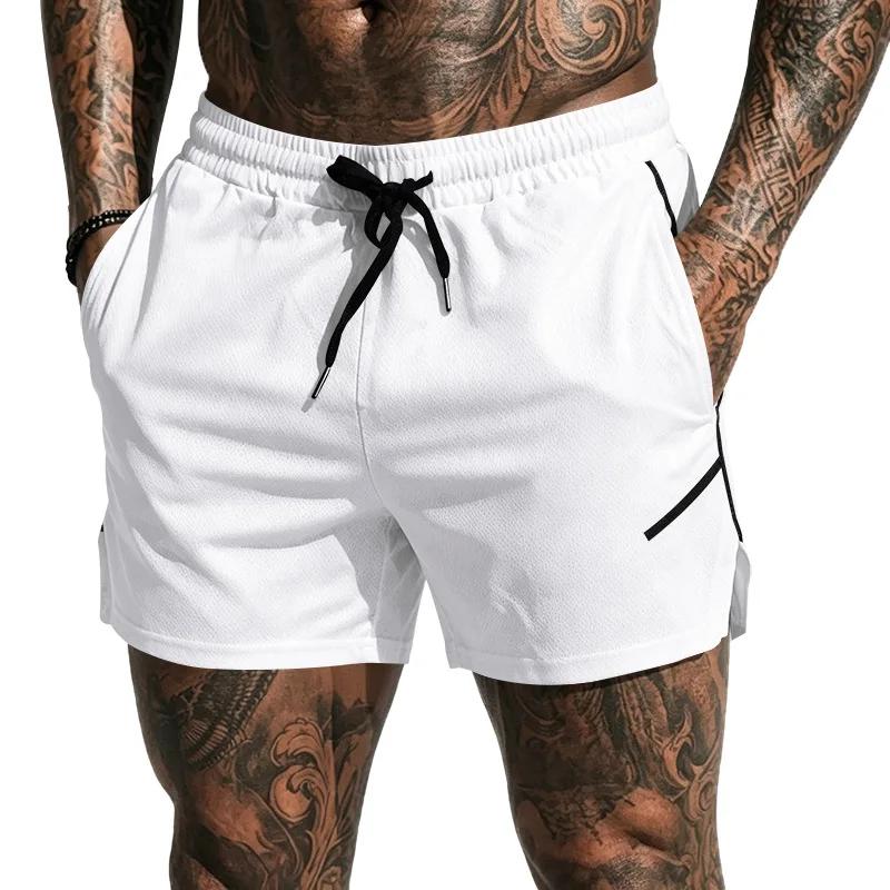 Men's Quick Dry Mesh Athletic Shorts Gym Running Workout Shorts with Zipper Pockets Breathable Elastic Waist Casual Sports Shorts for Men