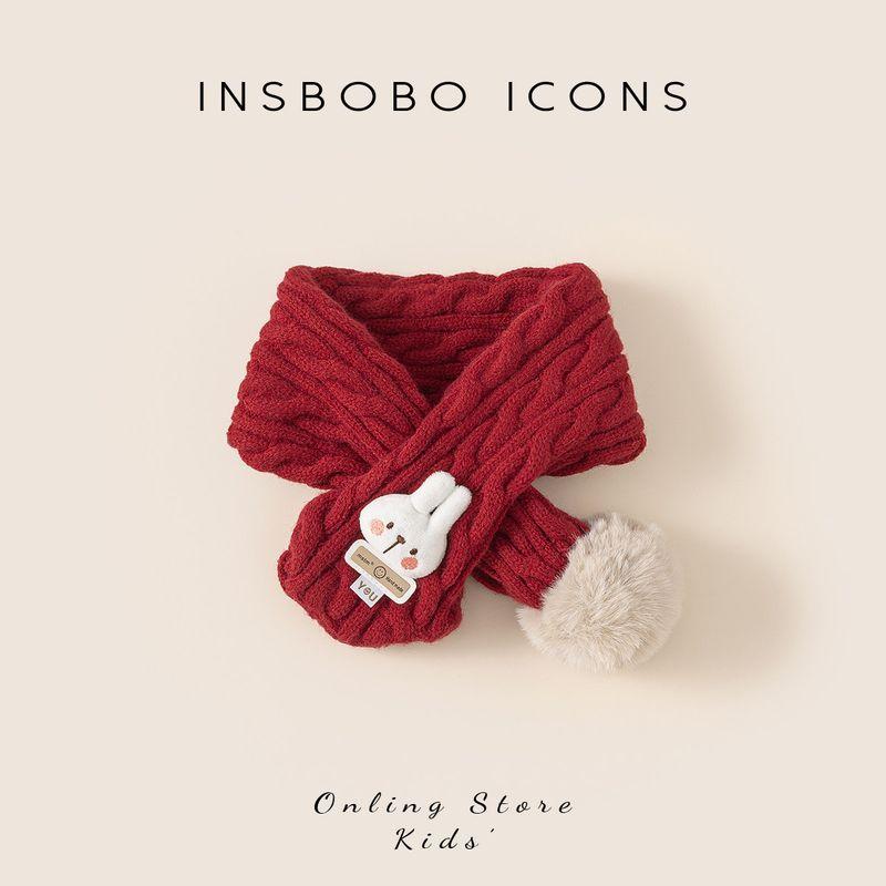 Insbobo Baby Scarf 2025 Winter New Children s Neck Warmer New Year Red Girls Autumn and Winter Style for the New Year 1-6 years old Rabbit
