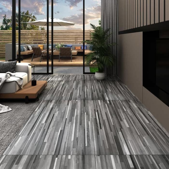 VidaXL Self-adhesive PVC Floor Planks 2.51 M² 2 Mm Striped Grey, Floor Tiles, Laminate Flooring, 342881