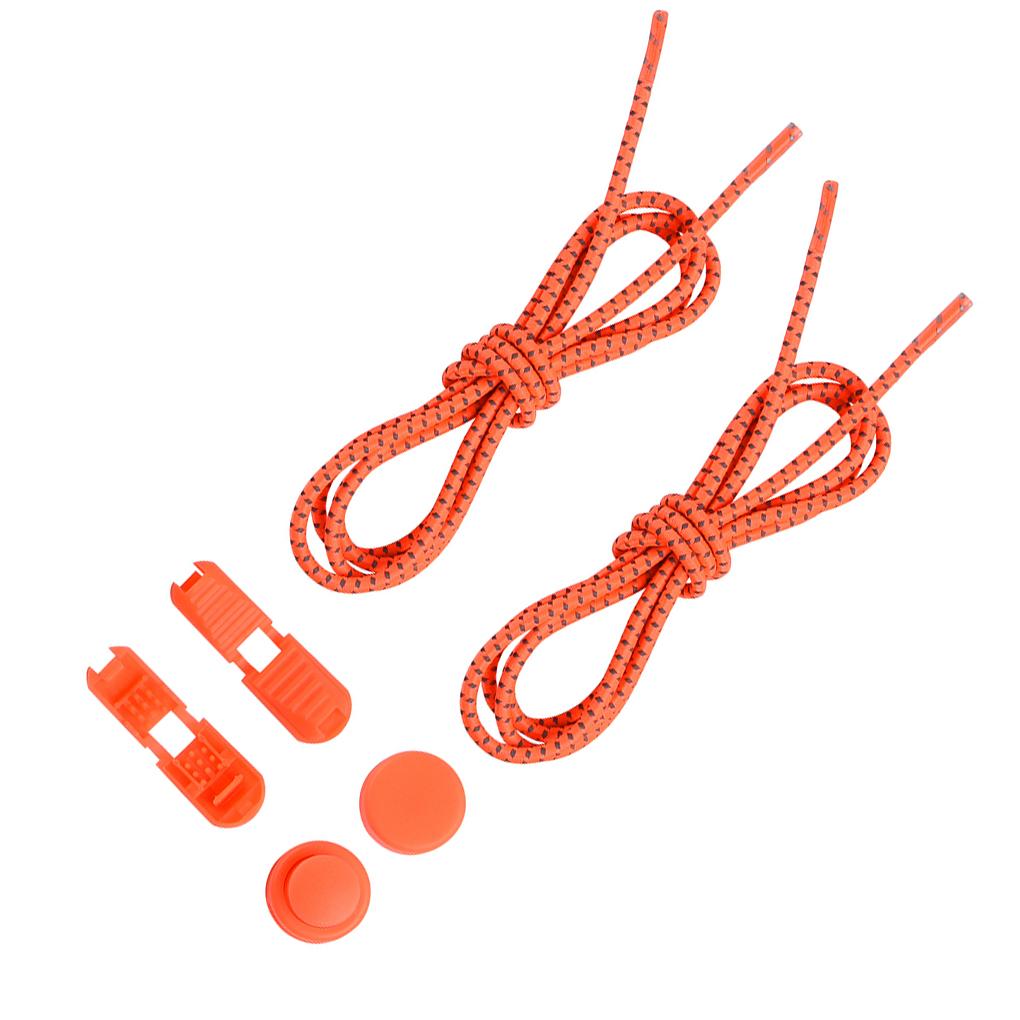 1 Pair No Tie Shoe Laces Lock Lace Quick Rubber Round Elastic Shoestrings Women Men Adults Kids 23 Colors