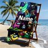 Custom Name Personalized Among Us Print Beach Towel, for Trip Camping Beach Party Home Decor, Birthday Gift for Family & Friends