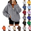 Felpa da donna con zip e cappuccio, oversize, manica lunga, casual, per stratificare e uso quotidiano