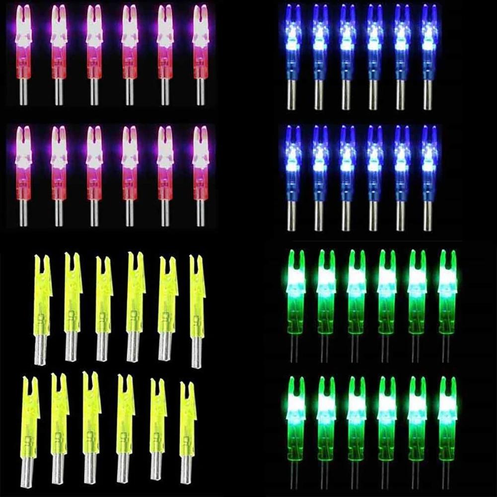 6st Jaktskytte Lysande upplyst förening Båge LED Glödande pil Nock Tail Fit 6,2 mm pilskaft
