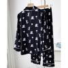 Ice Silk Pajamas Women'S High-End Cartoon Cat Long-Sleeved Loungewear Fashion Suit