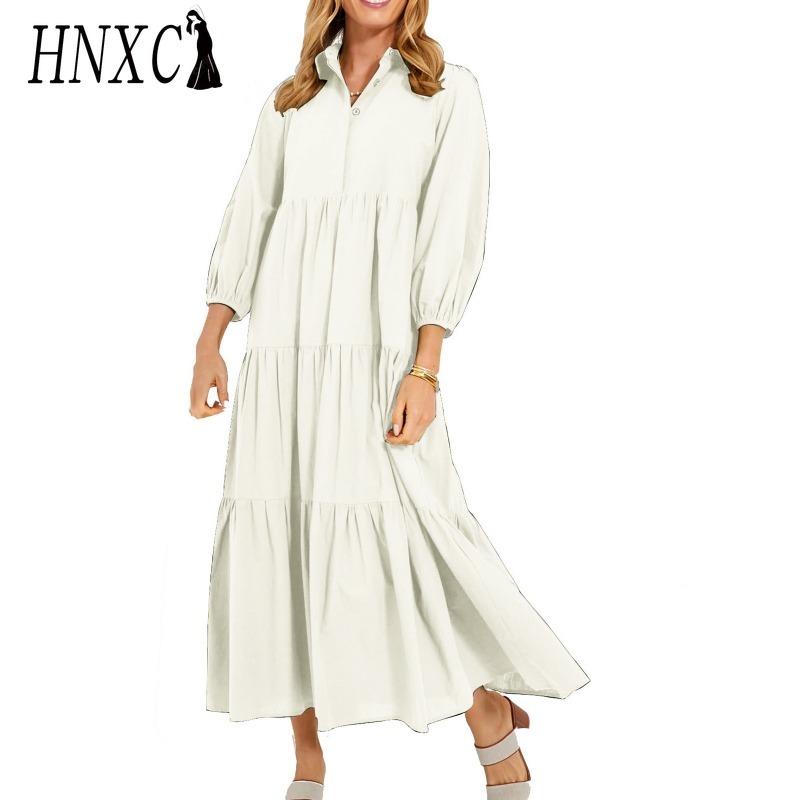 HNXC Γυναικεία Μόδα Άνοιξη Φθινόπωρο μονόχρωμα μονόχρωμα μακρυμάνικα φορέματα POLO με ψηλόμεσο λαιμό