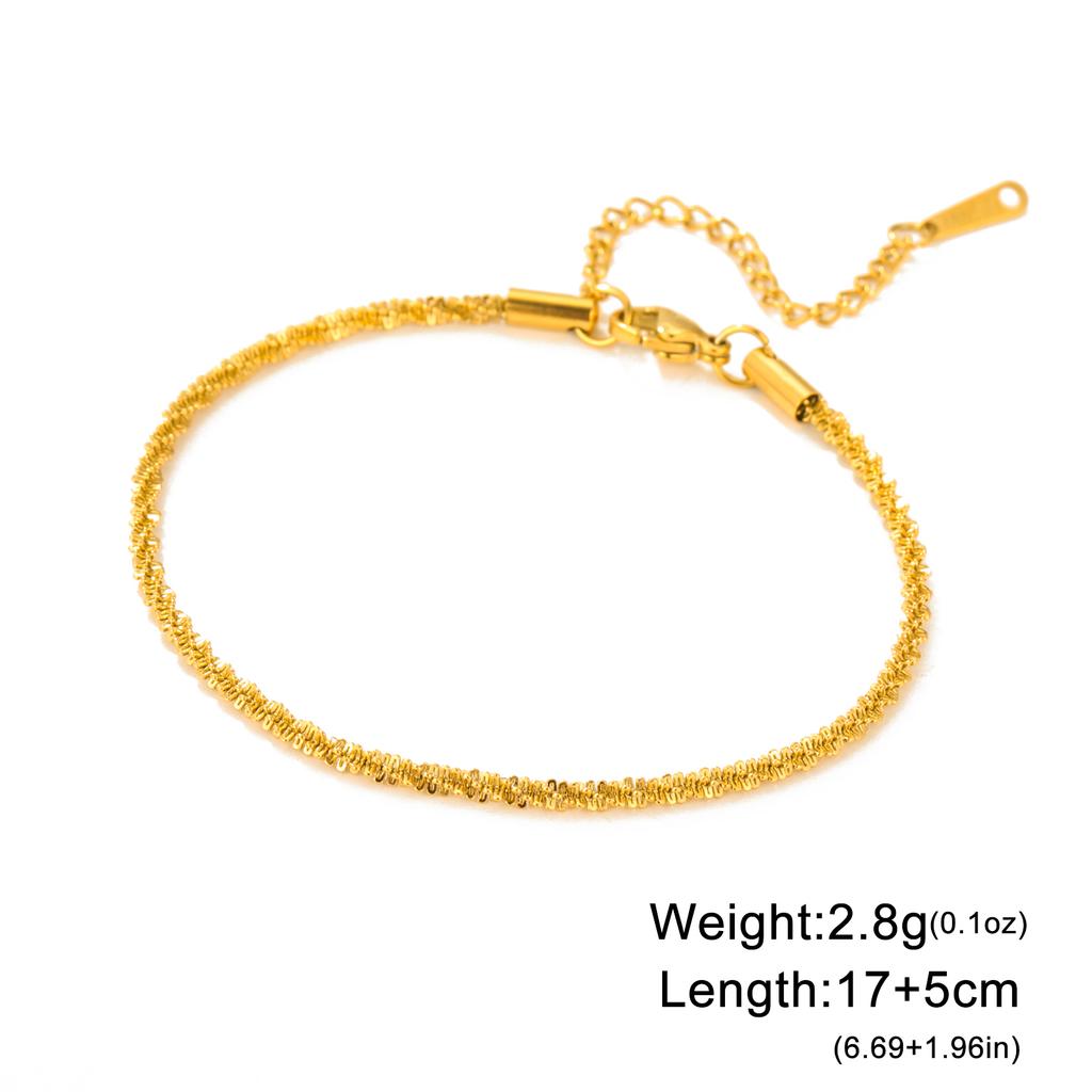 Sparkling Chain Bracelet Women Stainless Steel Gold Adjustable Bracelets Minimalist Jewelry Valentine Gift