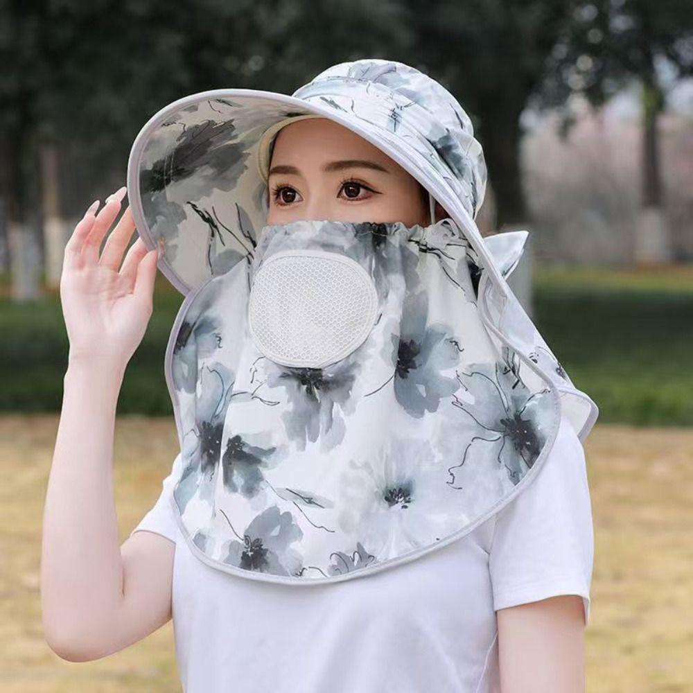 Face Mask Picking Tea Hat Neck Cover Sunscreen Fisherman Hat Breathable Women Sun Hat  Farm Work