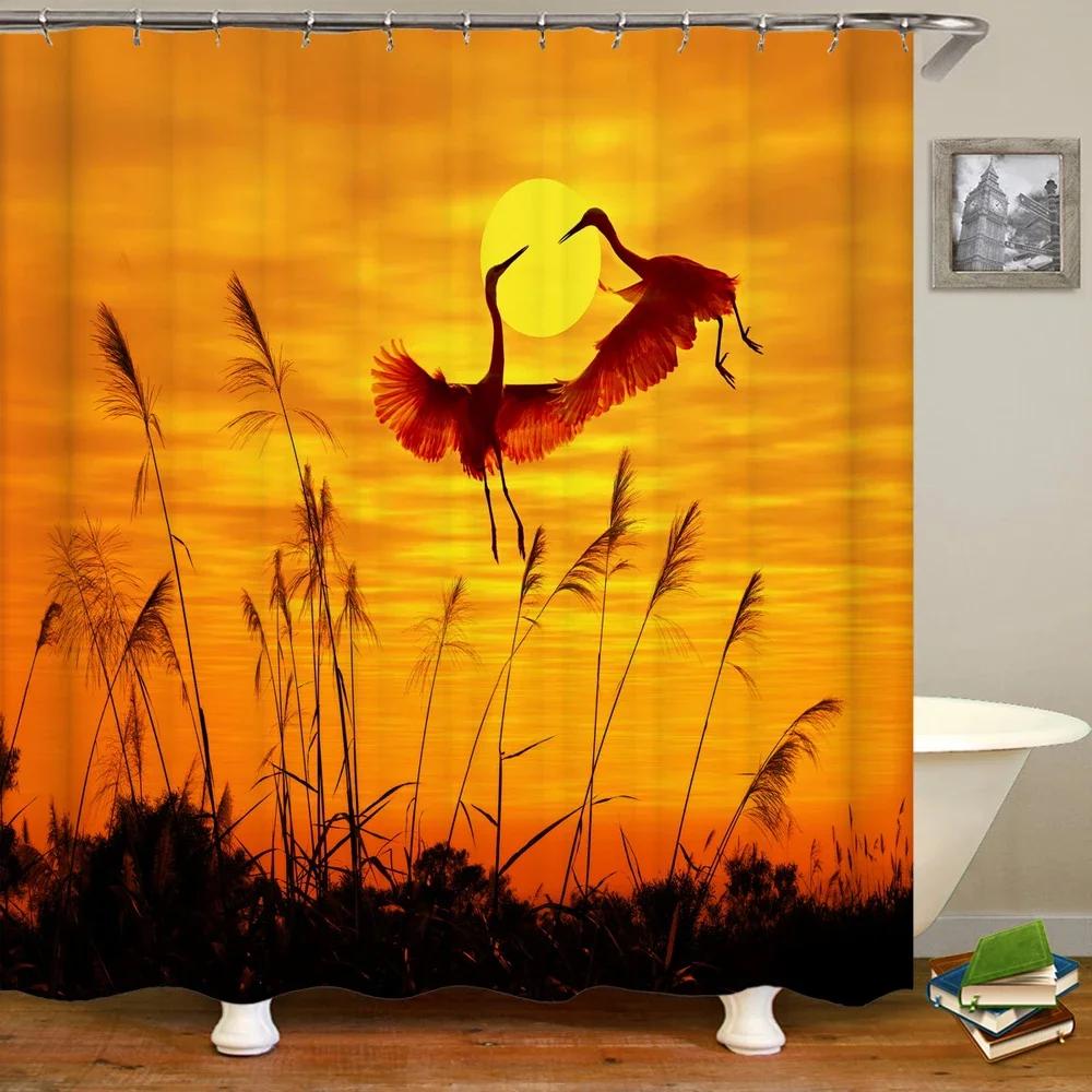 Shower Curtain Various Autumn Dusk Forest Scenery 3D Printing Shower Curtains Polyester Waterproof Home Decor Curtain