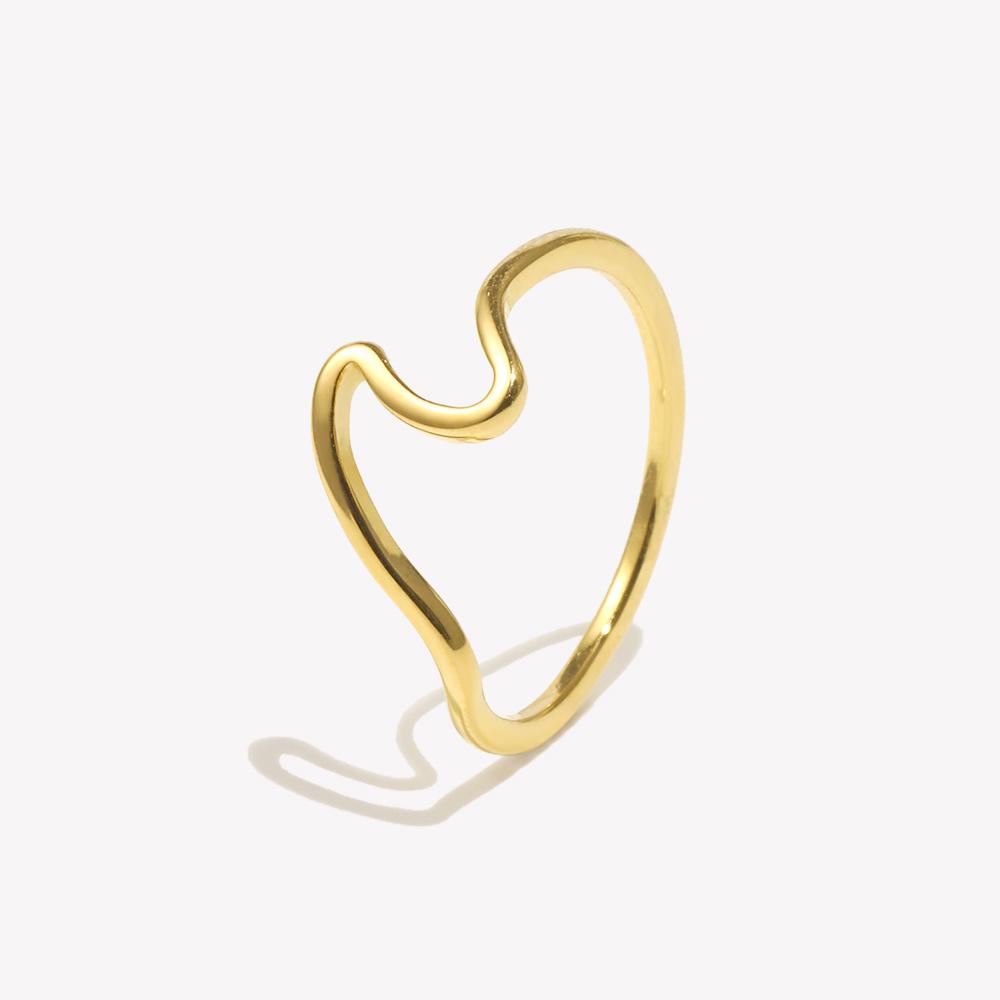 E. B. Belle Minimalist Wavy Stainless steel Women's Ring PVD Plated Fashionable Finger Jewelry Gift