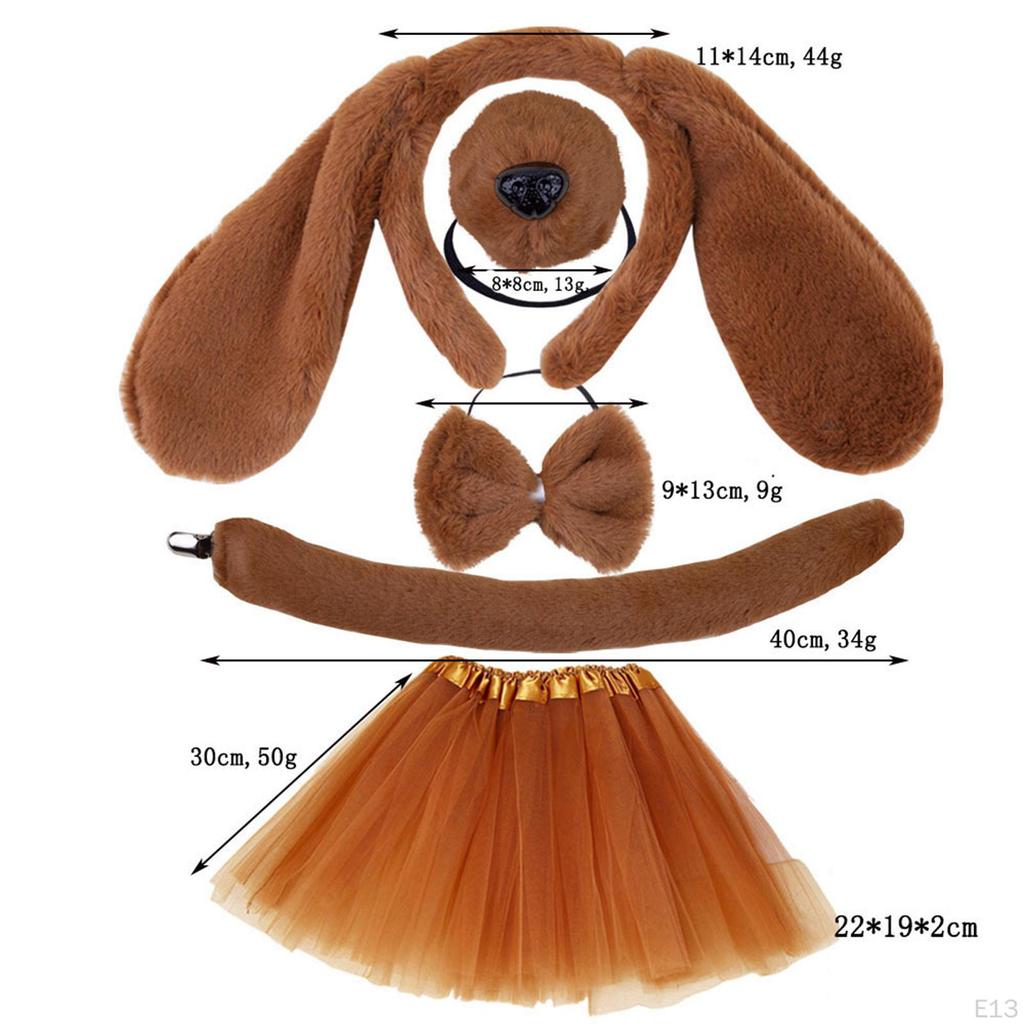 Puppy Dog Ears and Long Tail Hair Clip Faux Dress Up Cat Ear Lolita Hoop