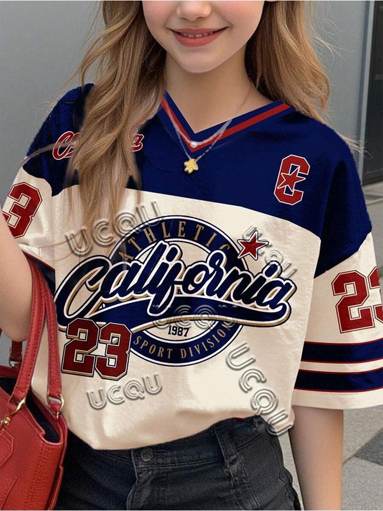 

Калифорния 23 Принт Буква Футбольная Джерси Женская Футболка Свободная Персонализированная Модная Повседневная XL