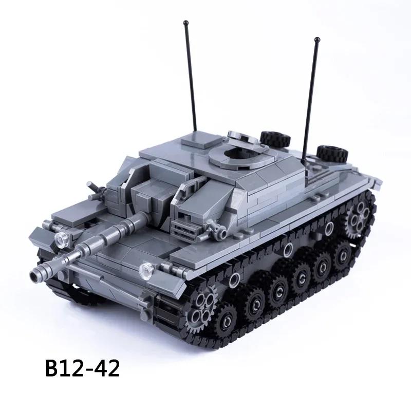 

MOC Military WW2 STUG III Tank Building Blocks Germany Soldiers Figures Artillery Weapons Kids Toys Accessories Army Car Bricks