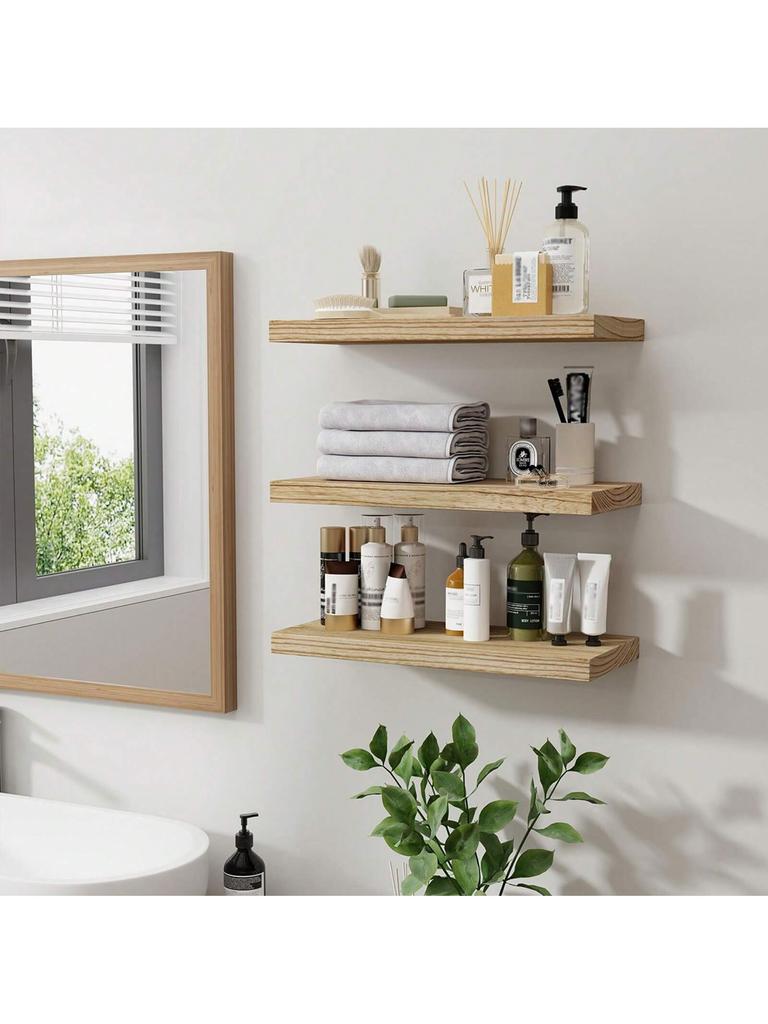 1 Pc Wooden Floating Wall Shelf Rustic Wood Shelves for Wall Storage Nordic Home Decoration Wall Hanging Shelf Gift Storage Rack