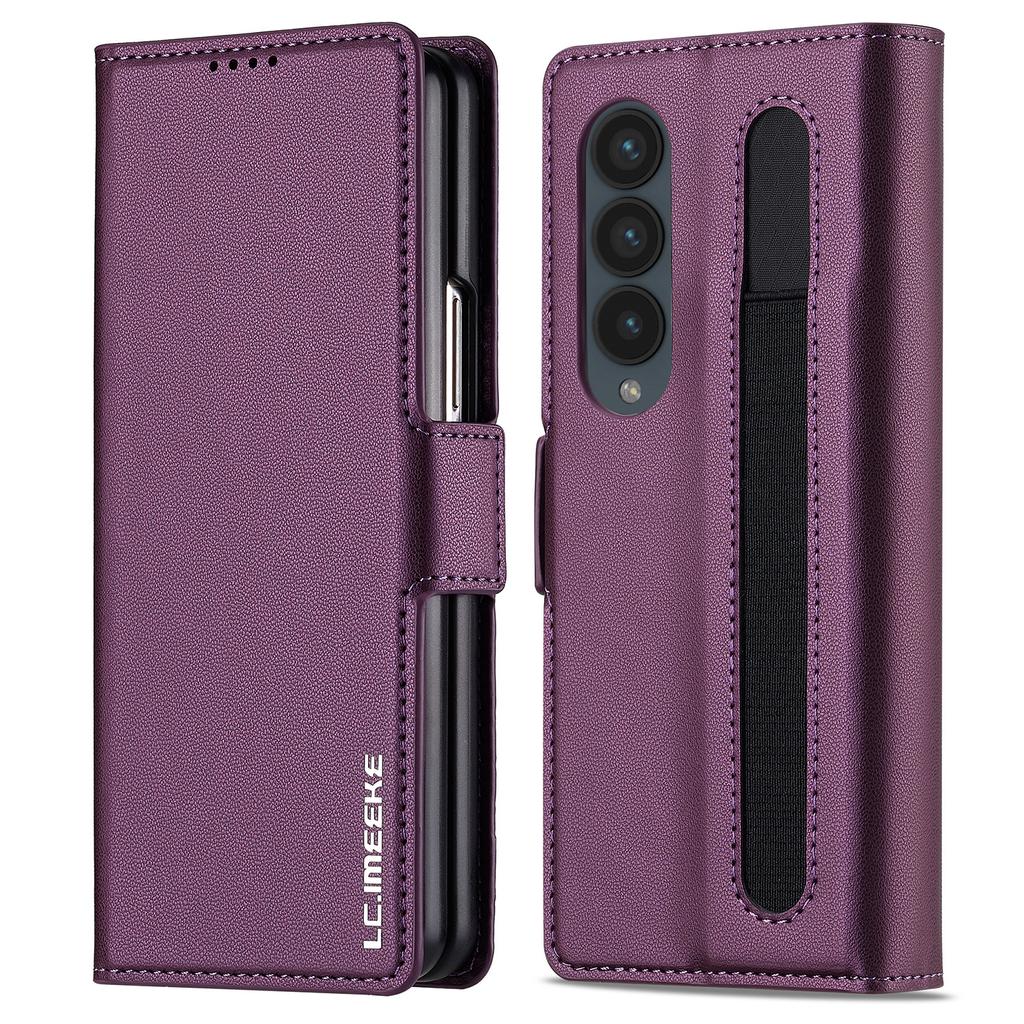 LC.IMEEKE L1 For Samsung Galaxy Z Fold4 5G Stand Case Texture PU Leather Wallet Phone Cover