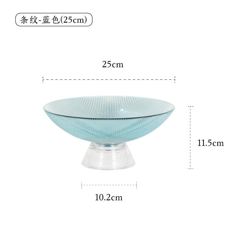 Transparent Glass Fruit Plate Round Shape Tall Feet Glass Bowl Fruit Salad Bowl Snack Tray Dish Dessert Plate Decorative Plates