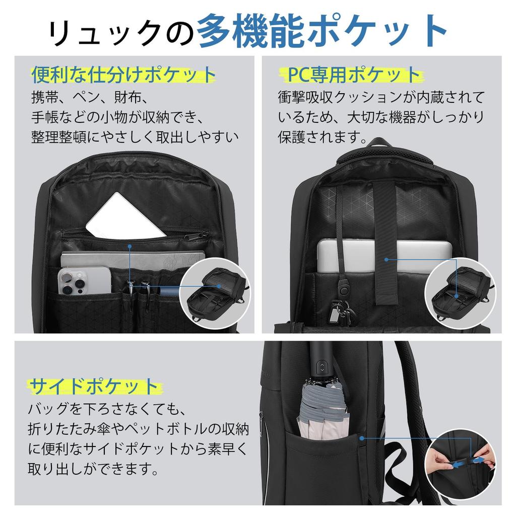 Ecoofee Business Large A4 Laptop Storage Casual Perfect for Business and Popular and Black Men's Backpack, Waterproof, Capacity, Lightweight,