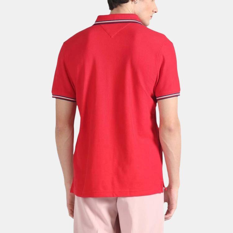 Tommy Hilfiger Versatile Solid Color Polo Shirt Men Tops Red 78E7456-981